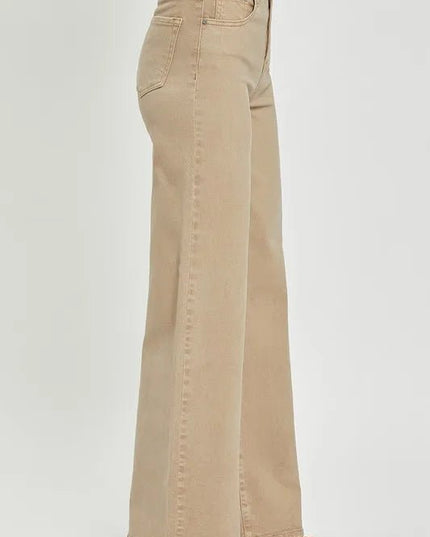 RISEN Full Size Tummy Control High Rise Wide Leg Jeans Plus Size - THE AMERICAN BLUE