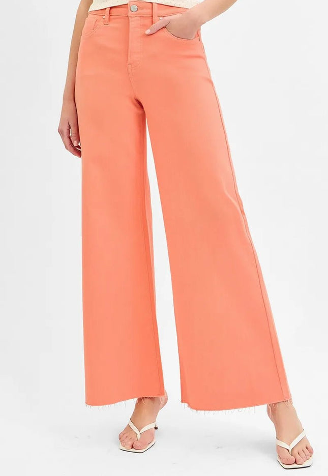 RISEN Full Size Tummy Control High Rise Wide Leg Palazzo Jeans Plus Size - THE AMERICAN BLUE