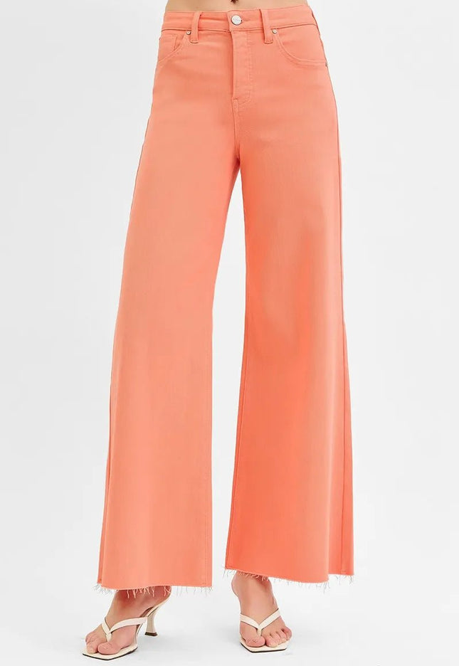 RISEN Full Size Tummy Control High Rise Wide Leg Palazzo Jeans Plus Size - THE AMERICAN BLUE