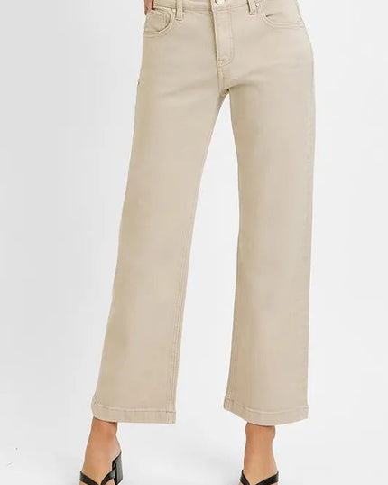 RISEN Full Size Tummy Control Mid Rise Ankle Straight Jeans Plus Size - THE AMERICAN BLUE