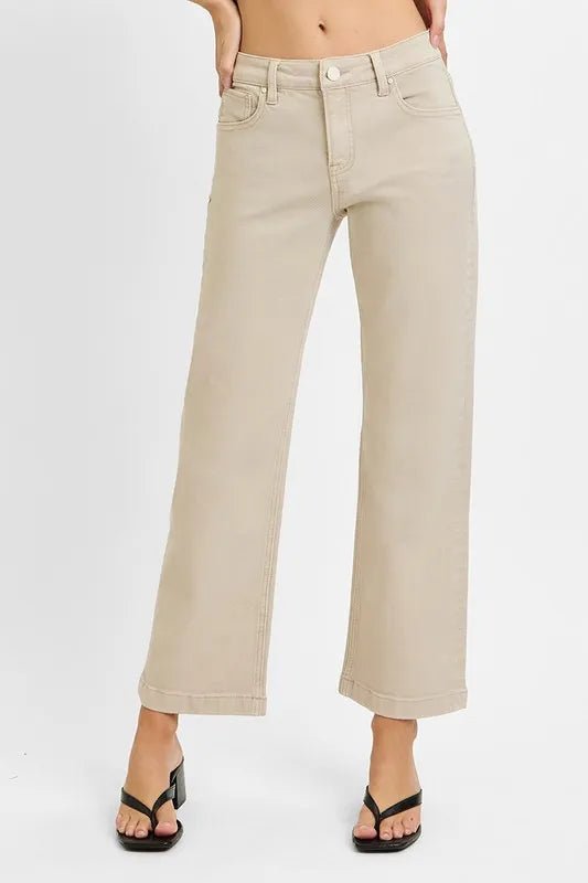 RISEN Full Size Tummy Control Mid Rise Ankle Straight Jeans Plus Size - THE AMERICAN BLUE