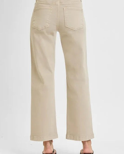 RISEN Full Size Tummy Control Mid Rise Ankle Straight Jeans Plus Size - THE AMERICAN BLUE