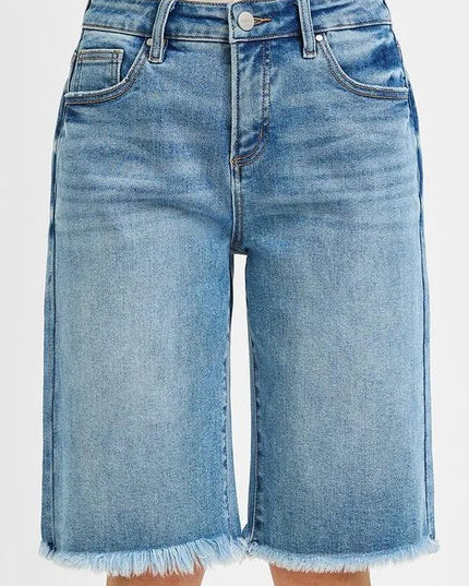 RISEN Full Size Tummy Control Mid Rise Fit Bermuda Plus Size - THE AMERICAN BLUE