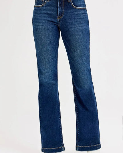 RISEN Full SIze Tummy Control Mid Rise Flare Jeans Plus SIze - THE AMERICAN BLUE