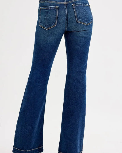 RISEN Full SIze Tummy Control Mid Rise Flare Jeans Plus SIze - THE AMERICAN BLUE