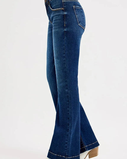 RISEN Full SIze Tummy Control Mid Rise Flare Jeans Plus SIze - THE AMERICAN BLUE