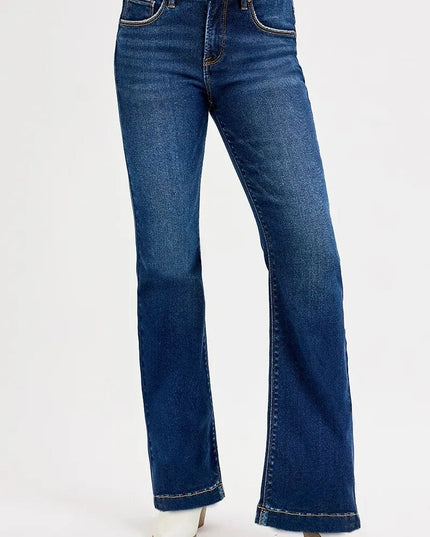 RISEN Full SIze Tummy Control Mid Rise Flare Jeans Plus SIze - THE AMERICAN BLUE