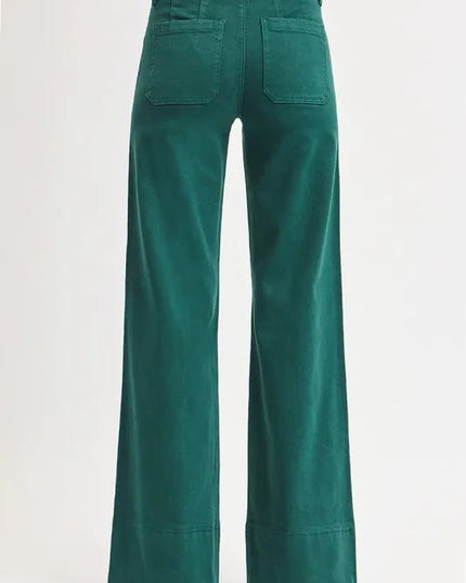 RISEN Full Size Tummy Control Mid Rise Wide Leg Jeans Plus Size - THE AMERICAN BLUE