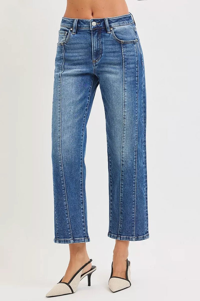 RISEN High Rise Crop Straight Jeans - THE AMERICAN BLUE