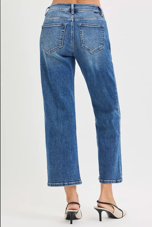 RISEN High Rise Crop Straight Jeans - THE AMERICAN BLUE