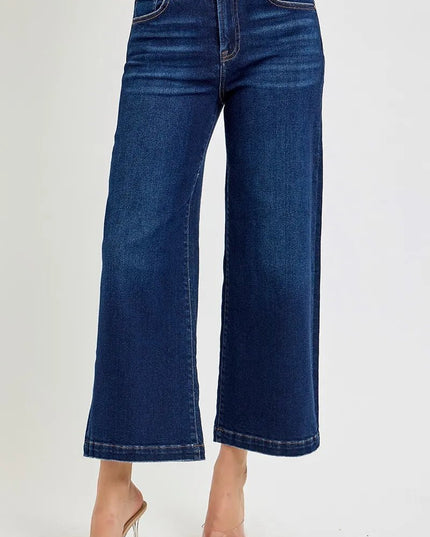 RISEN High Rise Crop Wide Jeans - THE AMERICAN BLUE