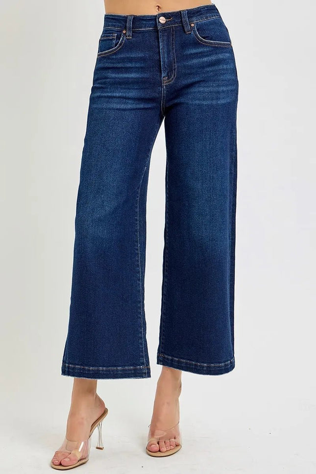 RISEN High Rise Crop Wide Jeans - THE AMERICAN BLUE
