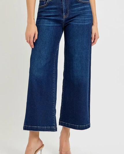 RISEN High Rise Crop Wide Jeans - THE AMERICAN BLUE