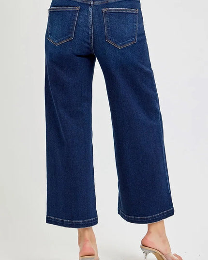 RISEN High Rise Crop Wide Jeans - THE AMERICAN BLUE