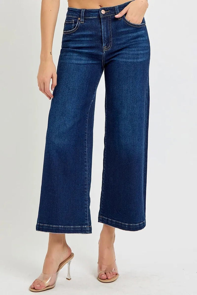 RISEN High Rise Crop Wide Jeans - THE AMERICAN BLUE