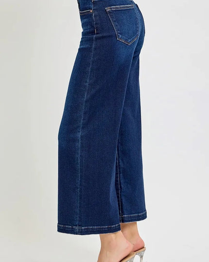 RISEN High Rise Crop Wide Jeans - THE AMERICAN BLUE