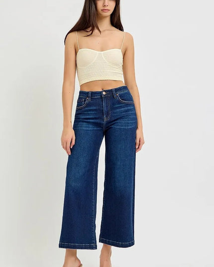 RISEN High Rise Crop Wide Jeans - THE AMERICAN BLUE