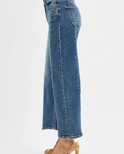 RISEN High Rise Crop Wide Leg Jeans with Step Hem - THE AMERICAN BLUE
