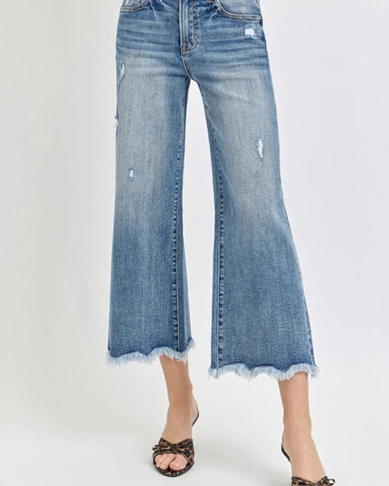 Risen High Rise Cropped Flare Jeans - THE AMERICAN BLUE
