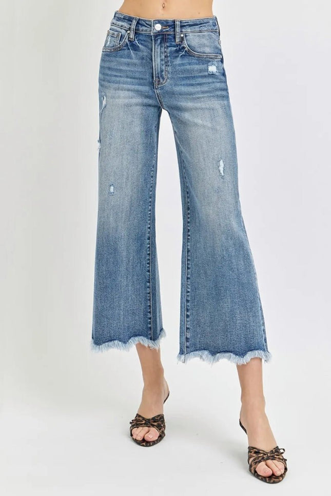 Risen High Rise Cropped Flare Jeans - THE AMERICAN BLUE