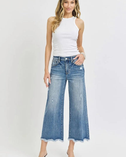 Risen High Rise Cropped Flare Jeans - THE AMERICAN BLUE