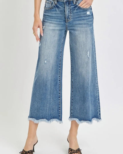Risen High Rise Cropped Flare Jeans - THE AMERICAN BLUE