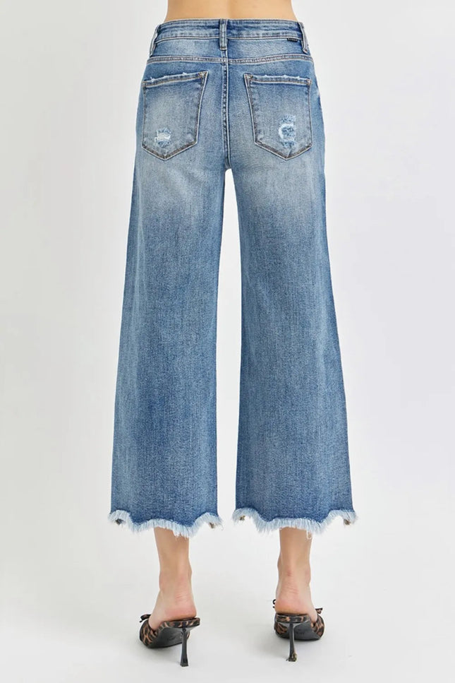 Risen High Rise Cropped Flare Jeans - THE AMERICAN BLUE