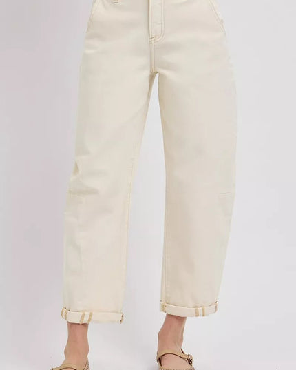 RISEN High Rise Relaxed Barrel Cuffed Jeans - THE AMERICAN BLUE
