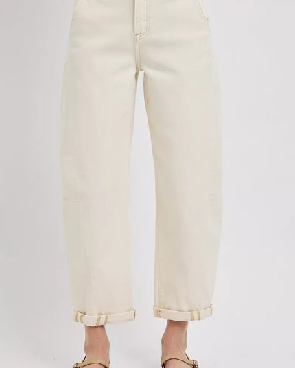 RISEN High Rise Relaxed Barrel Cuffed Jeans - THE AMERICAN BLUE