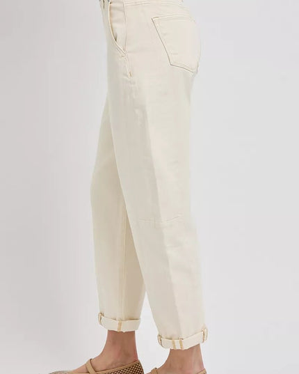 RISEN High Rise Relaxed Barrel Cuffed Jeans - THE AMERICAN BLUE