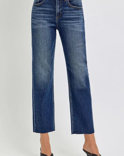 RISEN High Rise Slim Barrel Jeans - THE AMERICAN BLUE