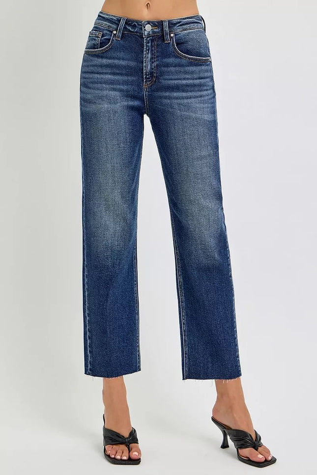 RISEN High Rise Slim Barrel Jeans - THE AMERICAN BLUE