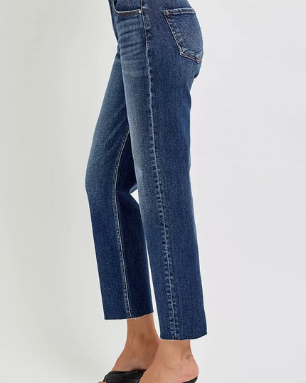 RISEN High Rise Slim Barrel Jeans - THE AMERICAN BLUE
