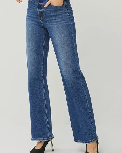 RISEN High Rise Straight Jeans - THE AMERICAN BLUE