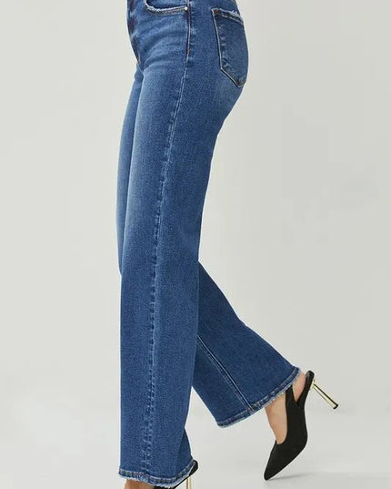 RISEN High Rise Straight Jeans - THE AMERICAN BLUE