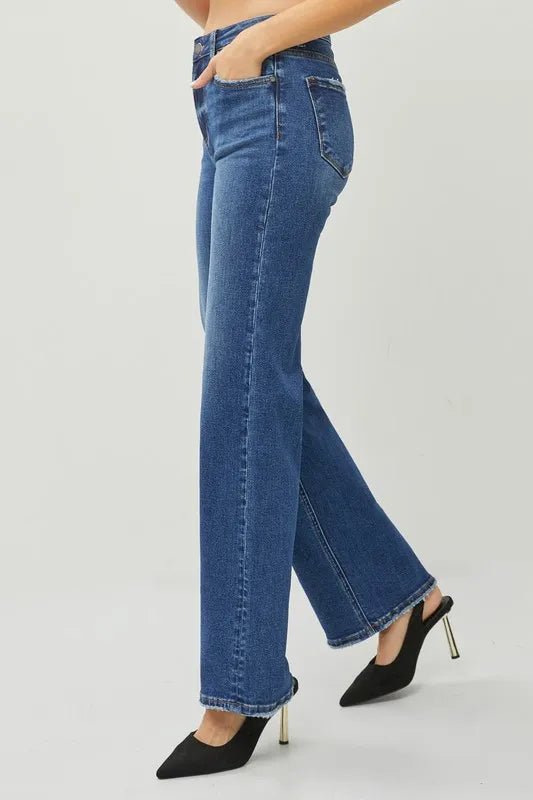 RISEN High Rise Straight Jeans - THE AMERICAN BLUE