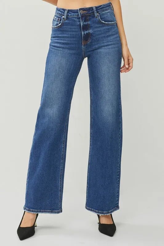 RISEN High Rise Straight Jeans - THE AMERICAN BLUE