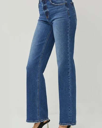 RISEN High Rise Straight Jeans - THE AMERICAN BLUE
