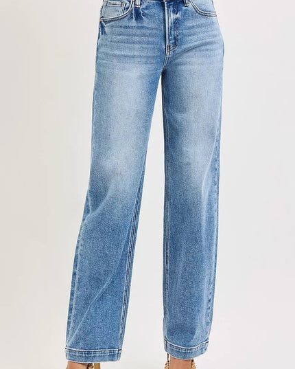 RISEN High Rise Wide Baggy Jeans - THE AMERICAN BLUE