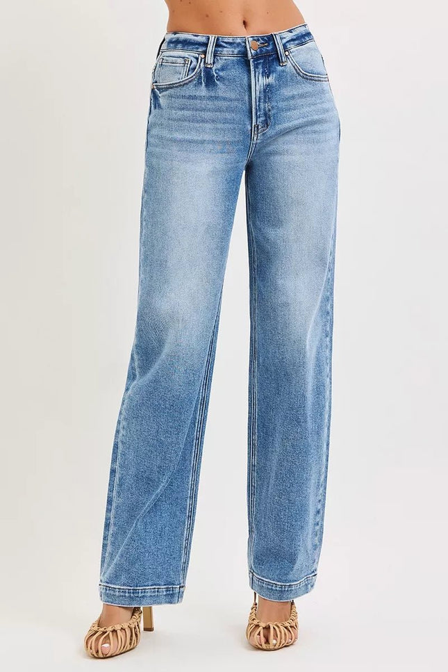 RISEN High Rise Wide Baggy Jeans - THE AMERICAN BLUE