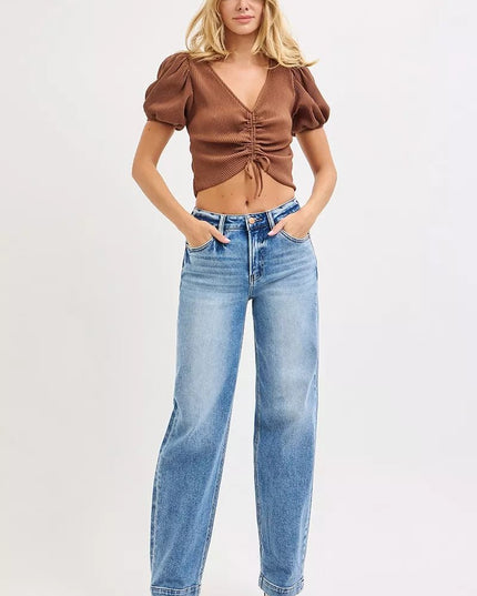 RISEN High Rise Wide Baggy Jeans - THE AMERICAN BLUE