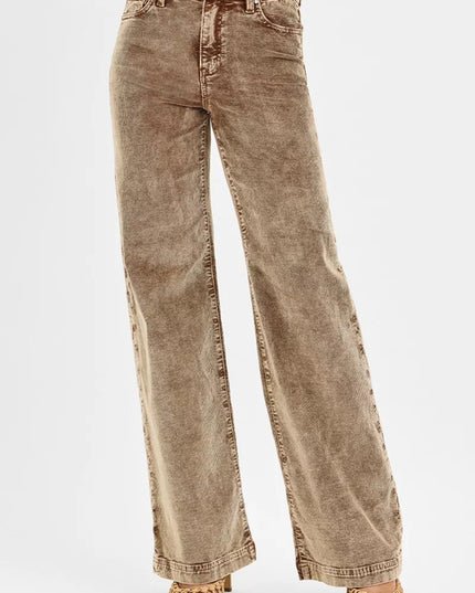 RISEN High Rise Wide Leg Corduroy Jeans - THE AMERICAN BLUE