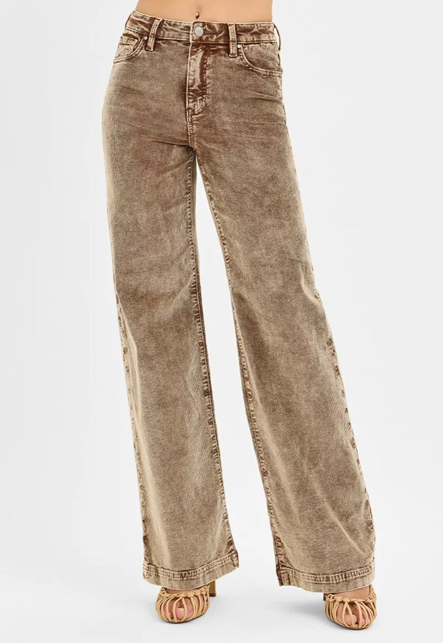 RISEN High Rise Wide Leg Corduroy Jeans - THE AMERICAN BLUE