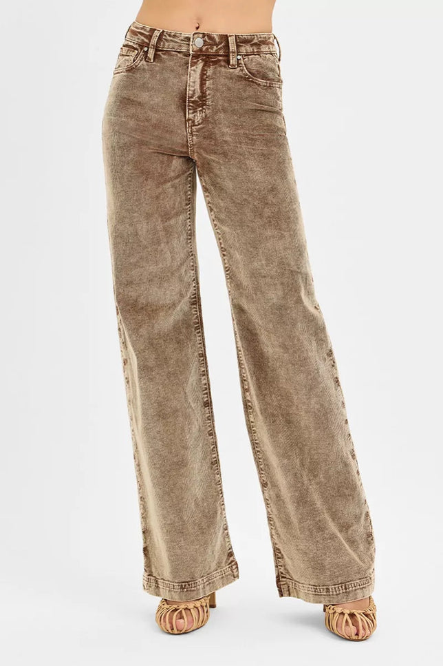 RISEN High Rise Wide Leg Corduroy Jeans - THE AMERICAN BLUE