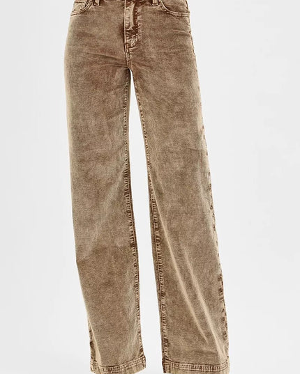 RISEN High Rise Wide Leg Corduroy Jeans - THE AMERICAN BLUE