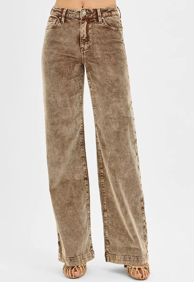 RISEN High Rise Wide Leg Corduroy Jeans - THE AMERICAN BLUE