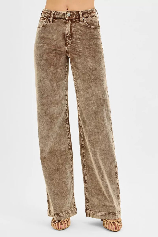 RISEN High Rise Wide Leg Corduroy Jeans - THE AMERICAN BLUE