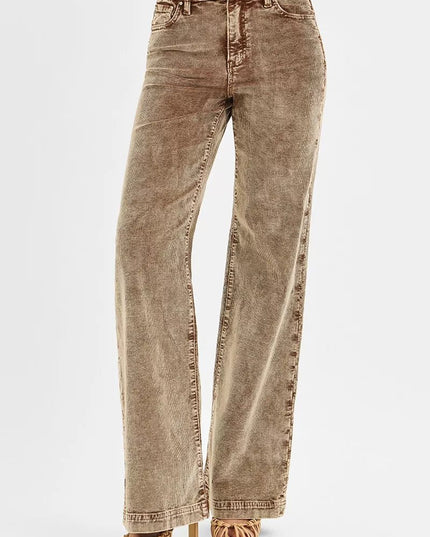 RISEN High Rise Wide Leg Corduroy Jeans - THE AMERICAN BLUE