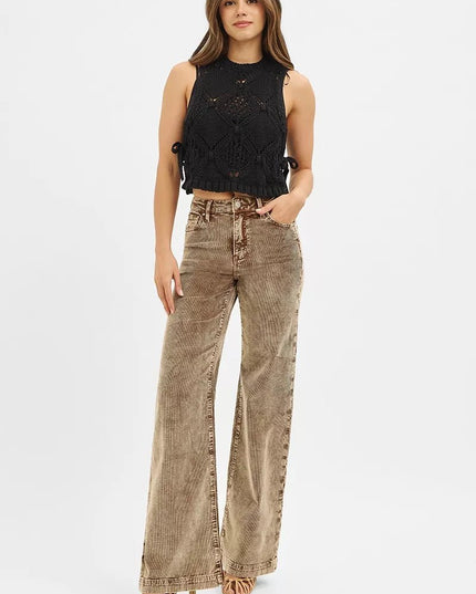 RISEN High Rise Wide Leg Corduroy Jeans - THE AMERICAN BLUE