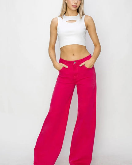 RISEN High Rise Wide Leg Jeans - THE AMERICAN BLUE